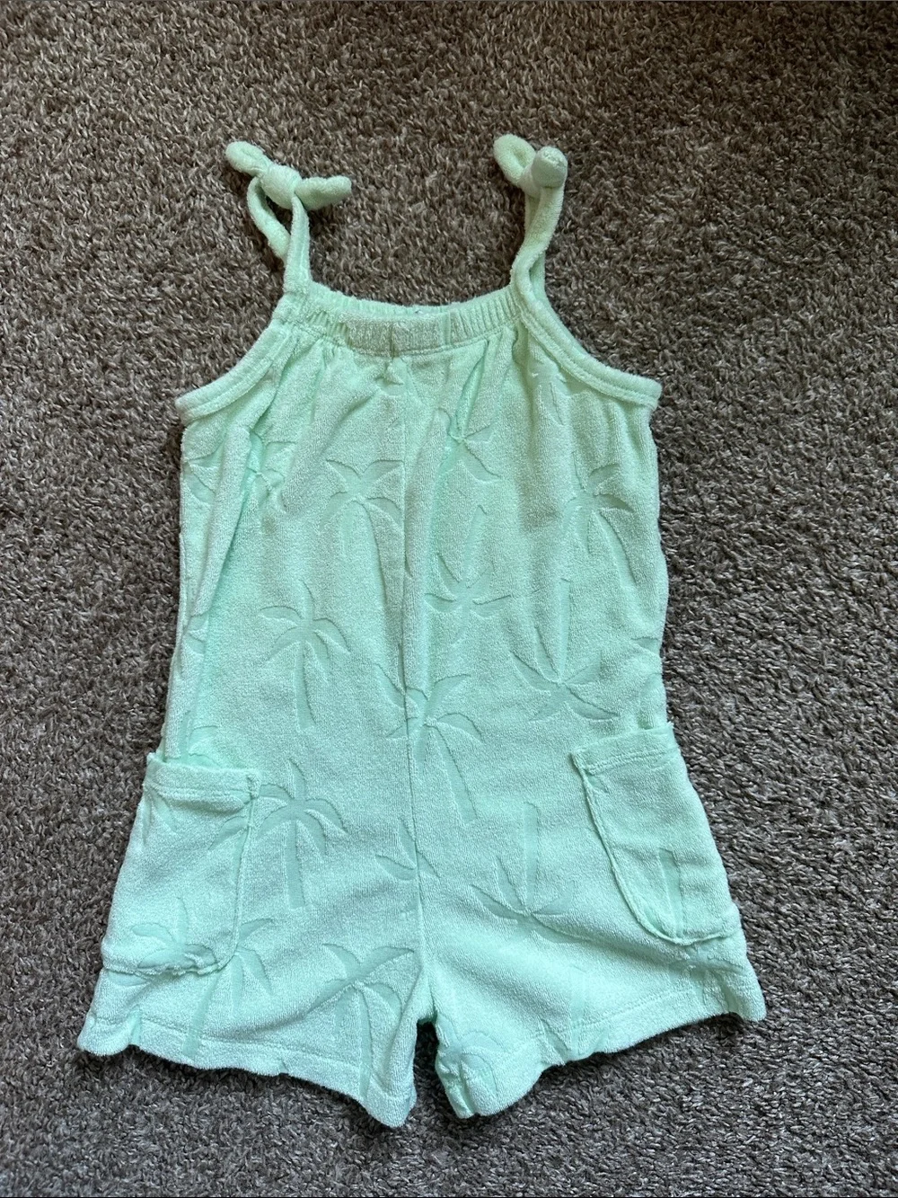 Old Navy Light Mint Terry Palm-Embossed Romper